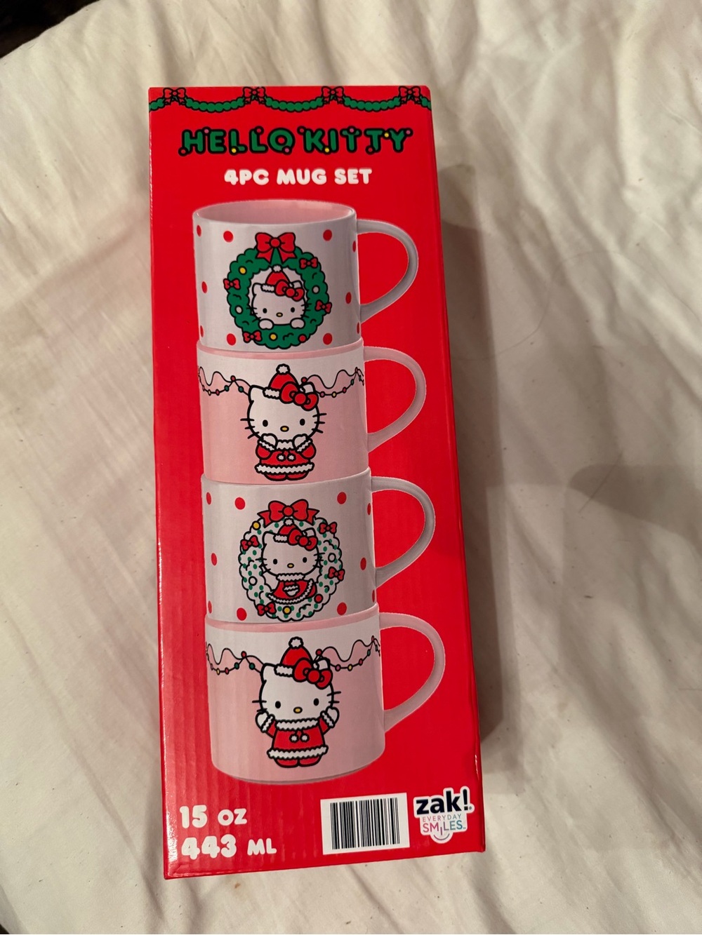 Hello Kitty 4pc Holiday Mug Set - Pink & White